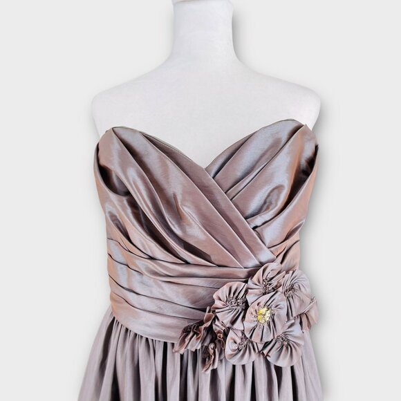 Watters Strapless Taffeta Champagne Bridesmaid Dress Formal Gown Princess  6 - Picture 3 of 11